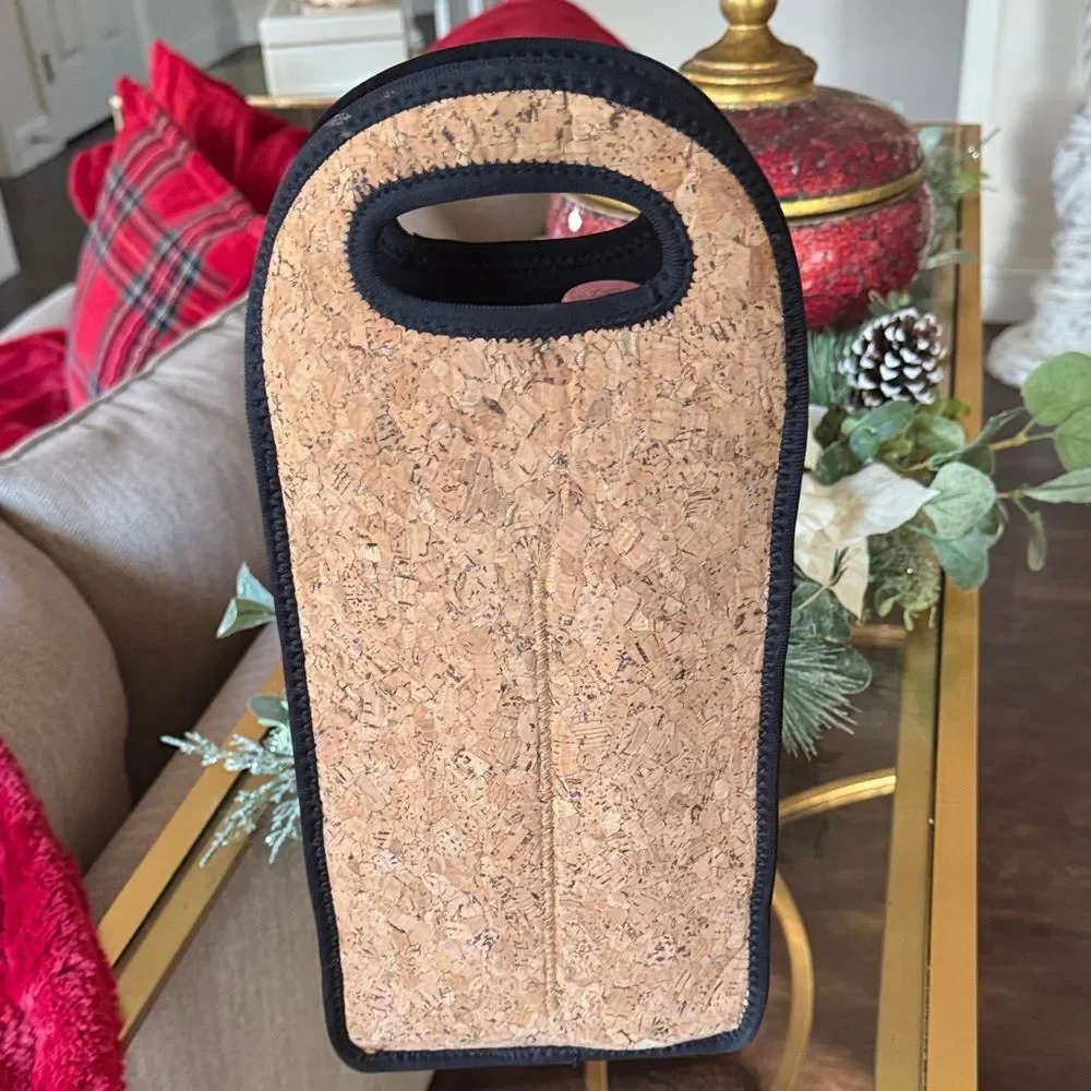 Cork Wine Tote with Black Trim